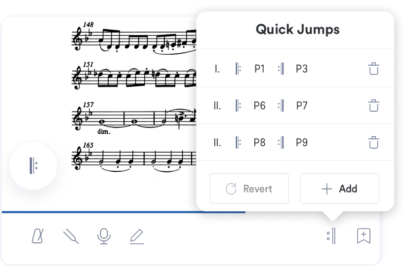A partial view of the Enote app showing a shortcut to a repeat sign